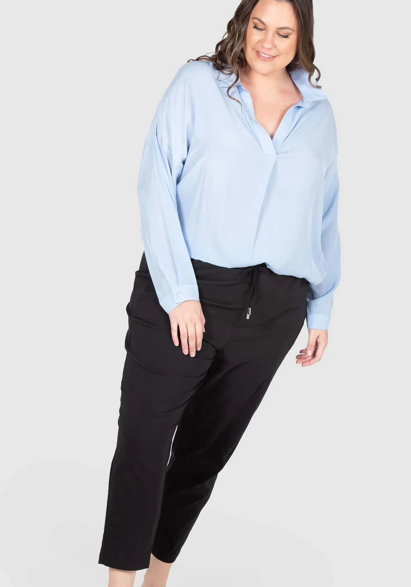 Ally Twill Stretch Drawcord Pants - Black