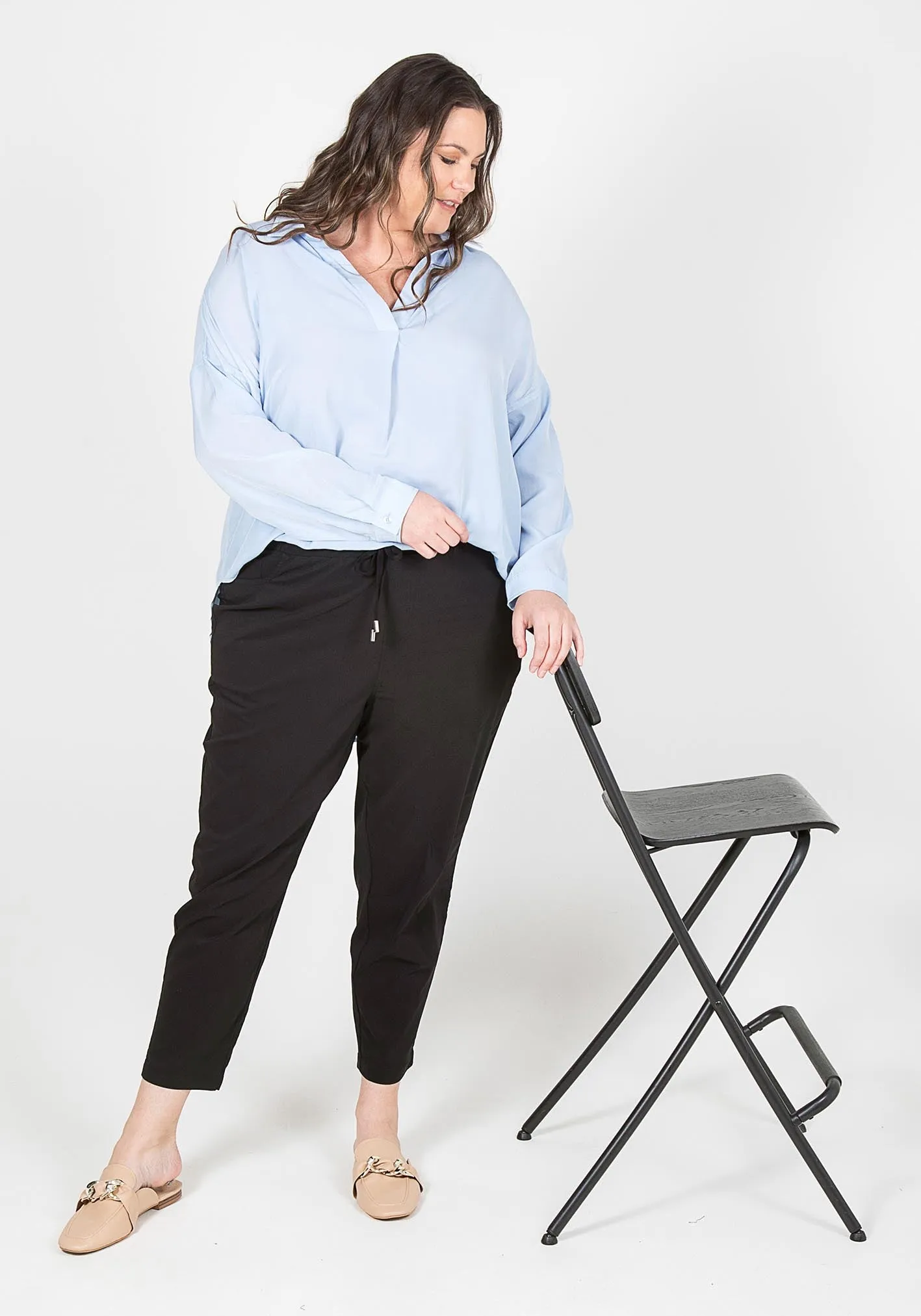 Ally Twill Stretch Drawcord Pants - Black