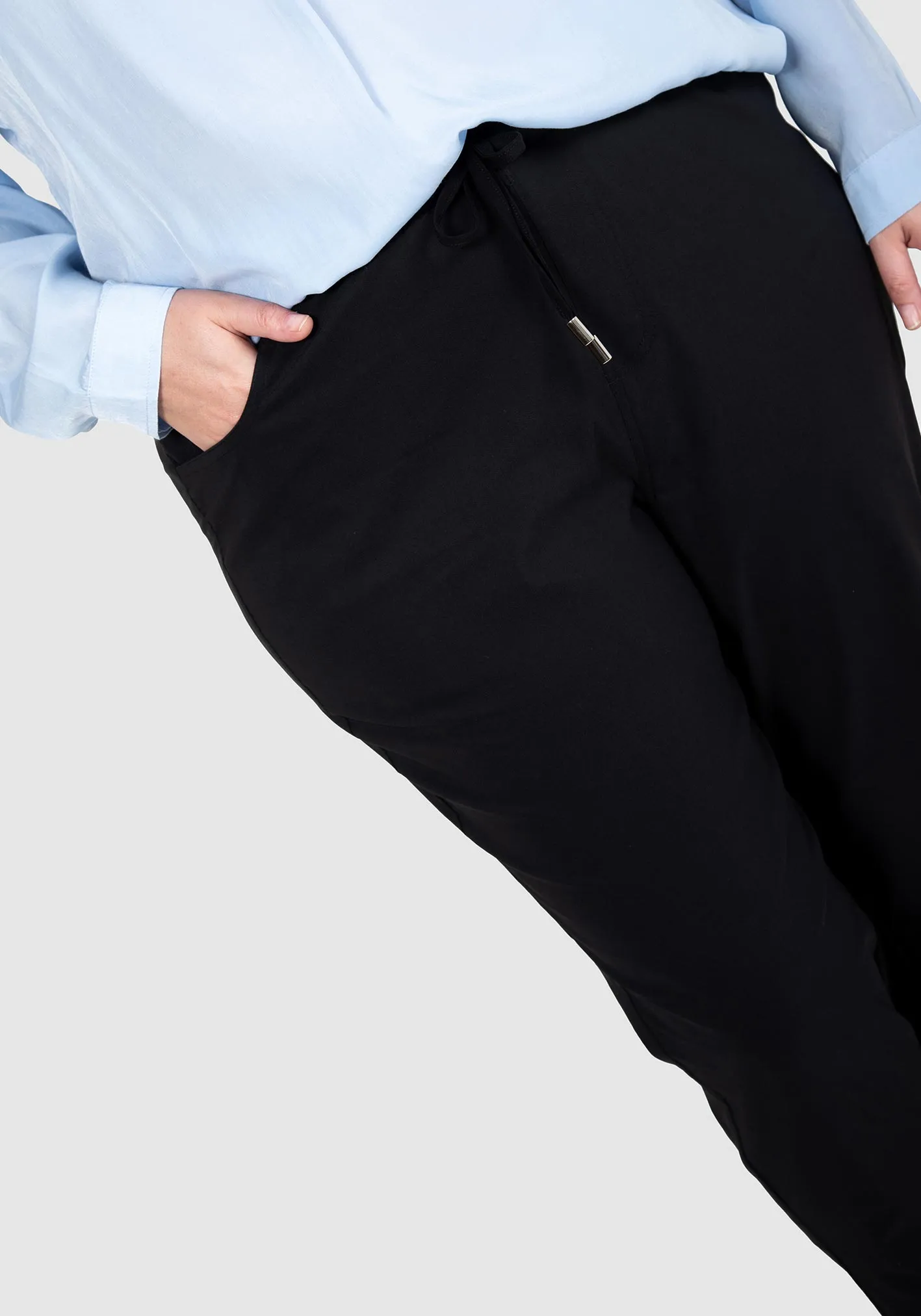 Ally Twill Stretch Drawcord Pants - Black