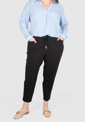 Ally Twill Stretch Drawcord Pants - Black