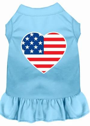 American Flag Heart Screen Print Dress Baby Blue Xl