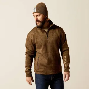 Ariat Men's Caldwell Logo 1/4 Zip Sweater Dark Brown Heather