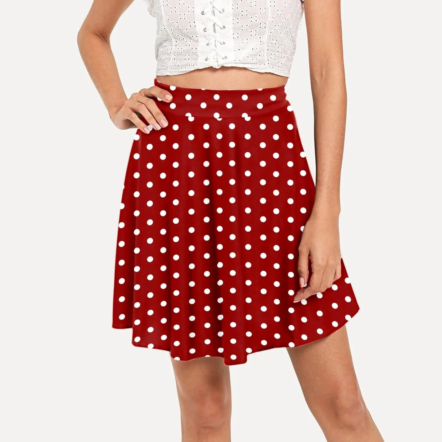 Beach Skirt for Summer Vacation Color Block Casual High Elastic Waist Pleated Knee Length Maxi Skirts for Women