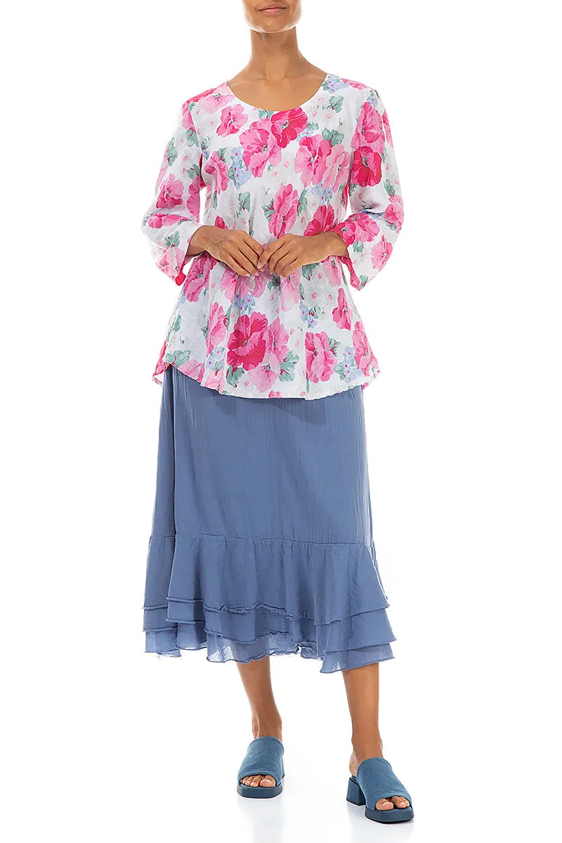 Bell Shape Peony Blossom Linen Blouse