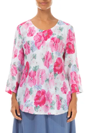 Bell Shape Peony Blossom Linen Blouse