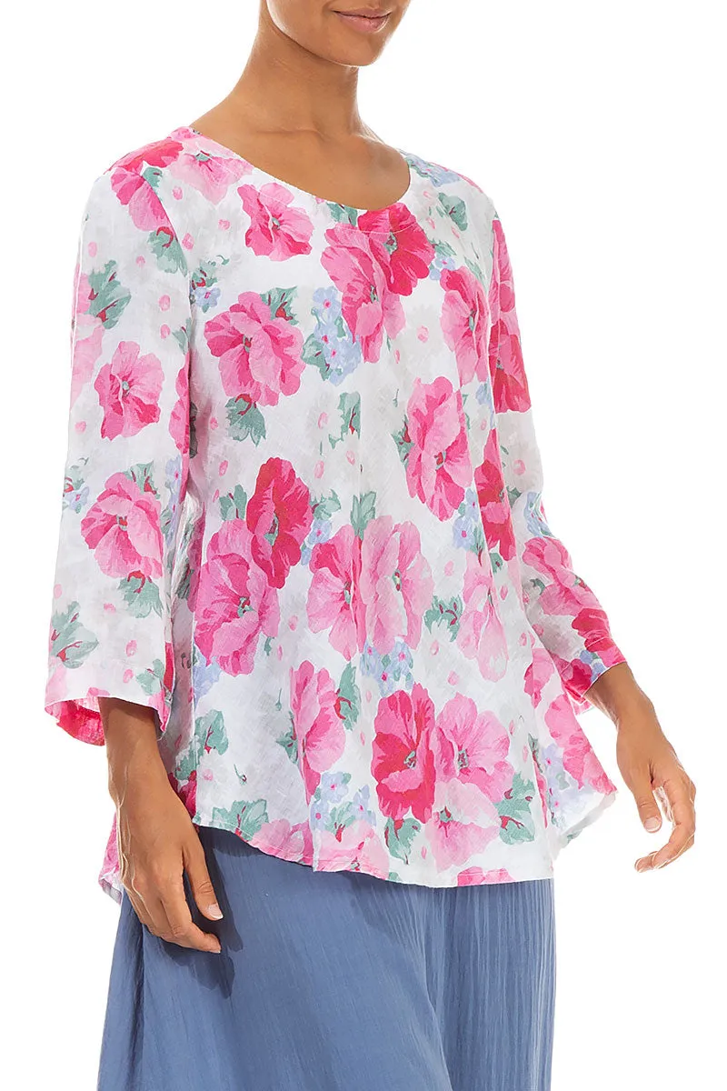 Bell Shape Peony Blossom Linen Blouse