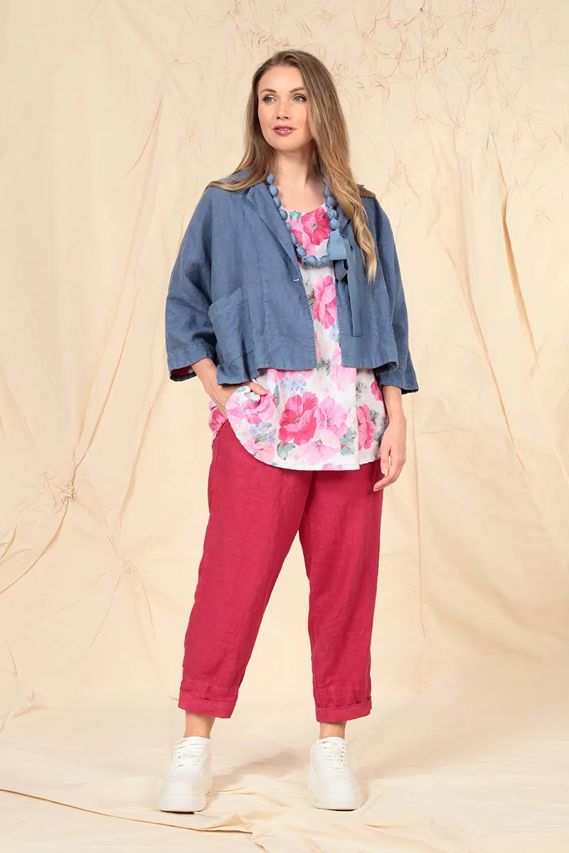 Bell Shape Peony Blossom Linen Blouse