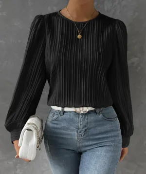 Bella Stride| Lantern Sleeve Solid Blus