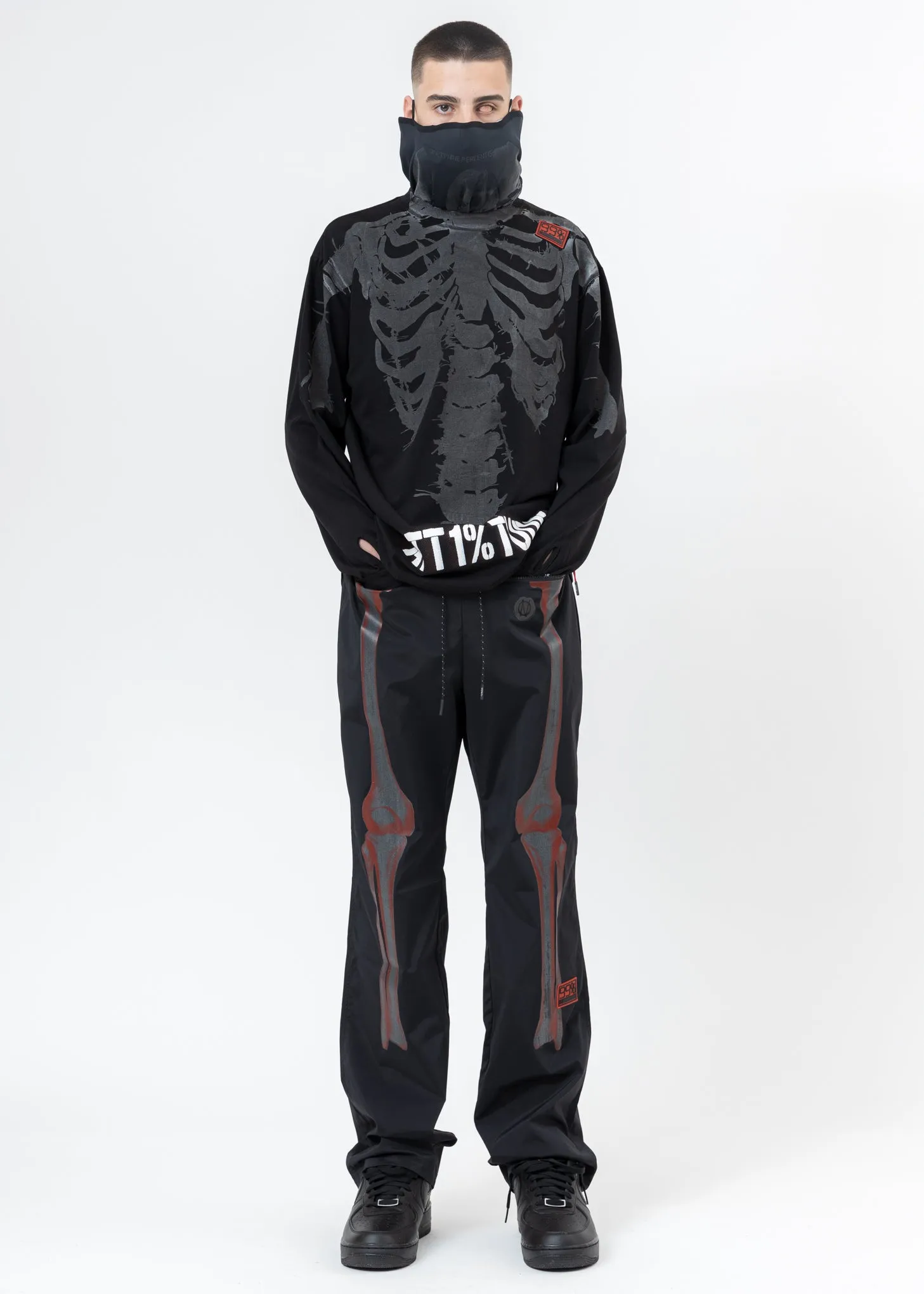 Black BORN TO BONE Pants (Reflective)