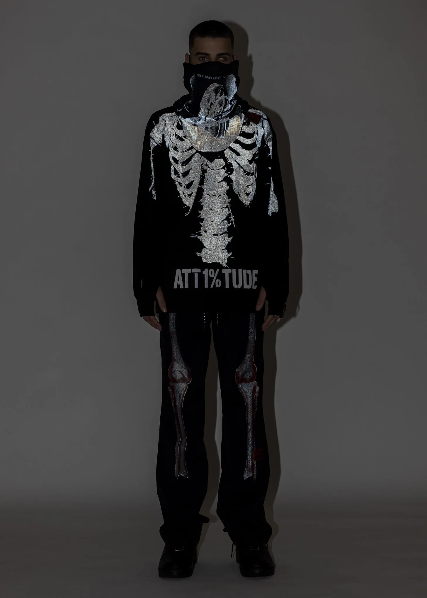 Black BORN TO BONE Pants (Reflective)