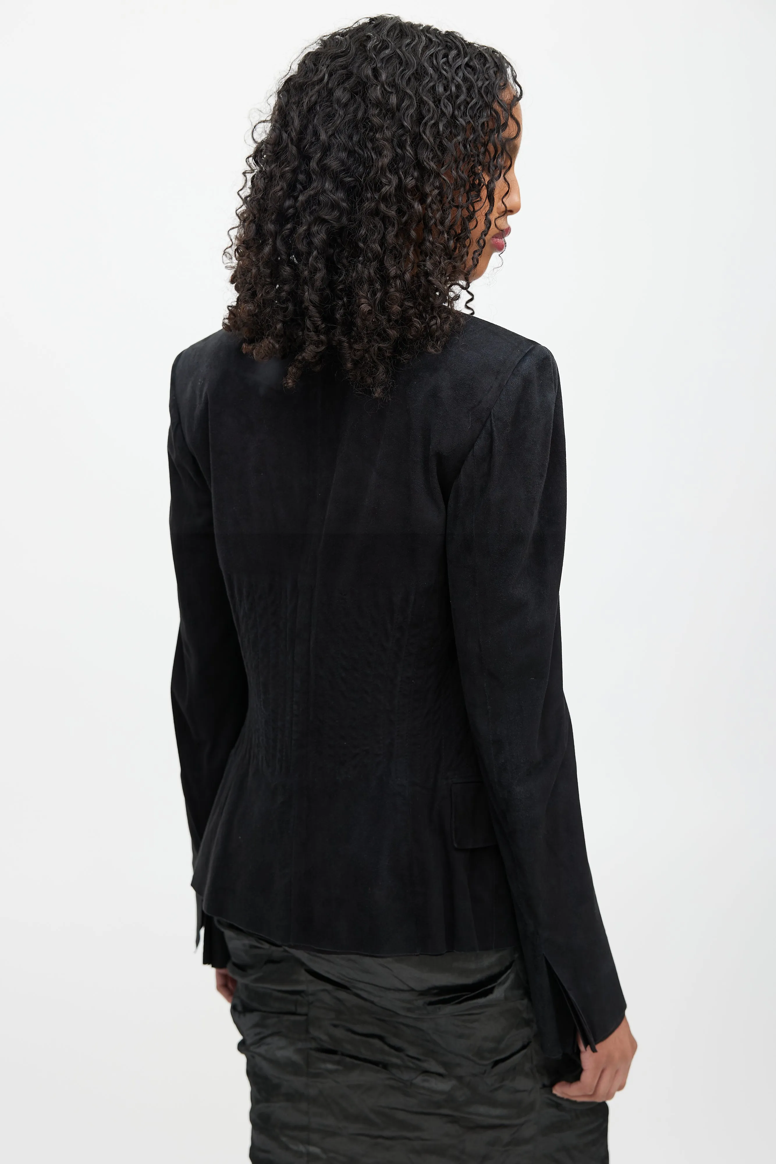 Black Stitched Leather Jacket