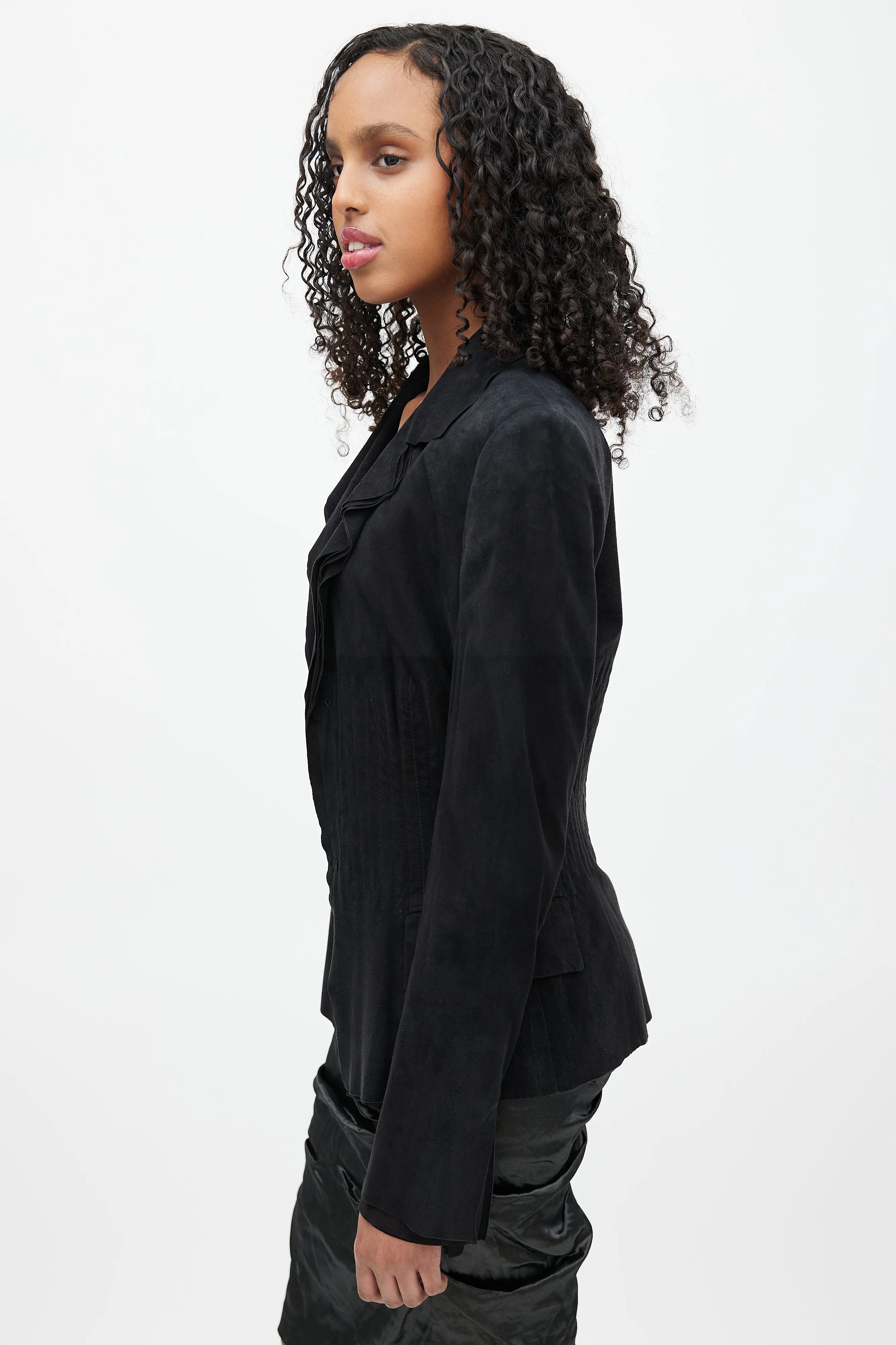Black Stitched Leather Jacket