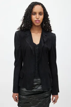 Black Stitched Leather Jacket