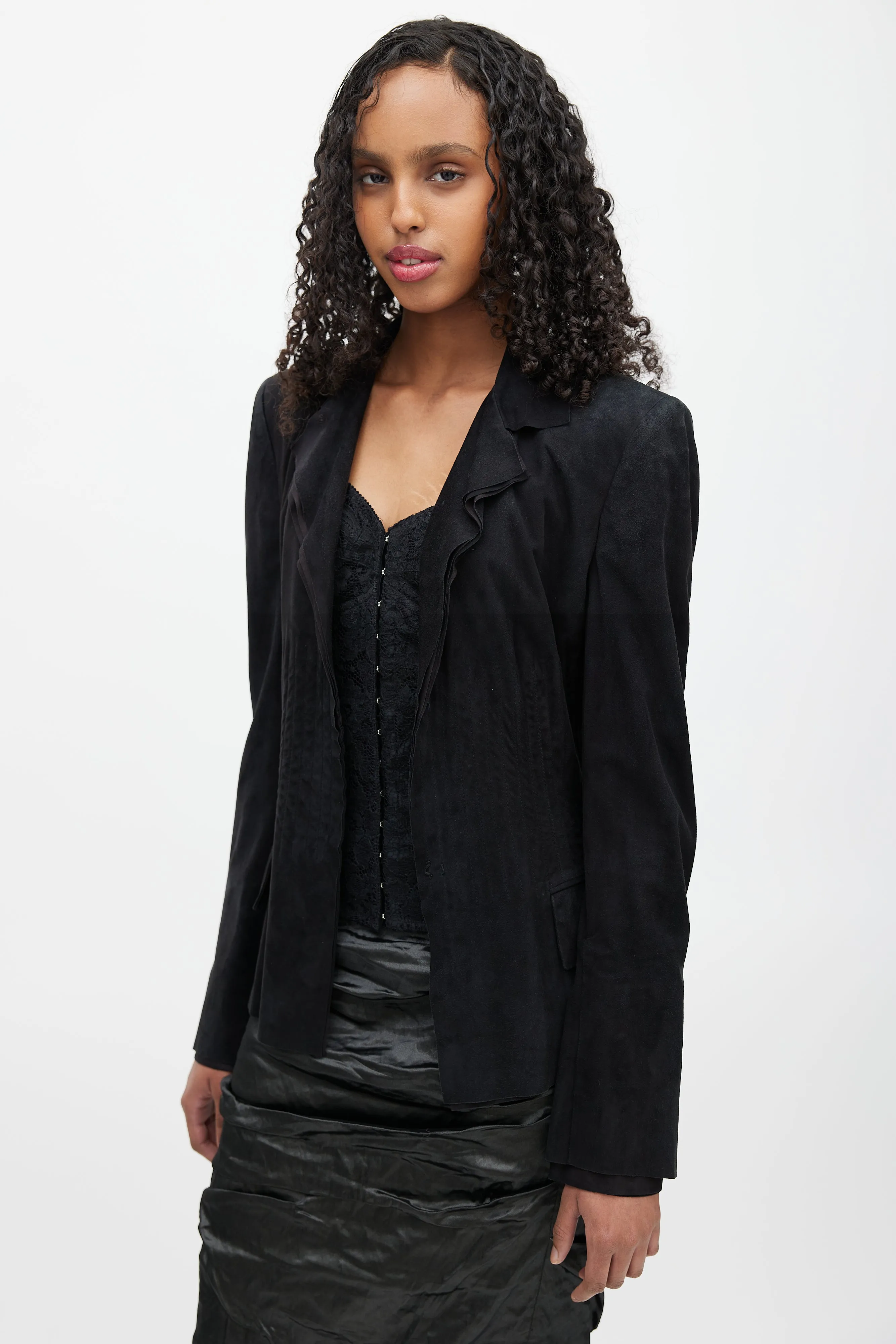 Black Stitched Leather Jacket