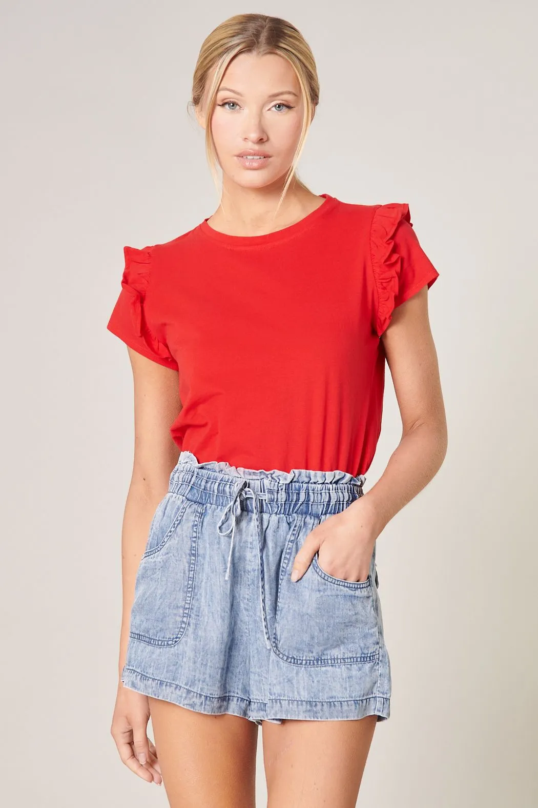 Brooke Ruffle Shoulder Tee (multiple colors)