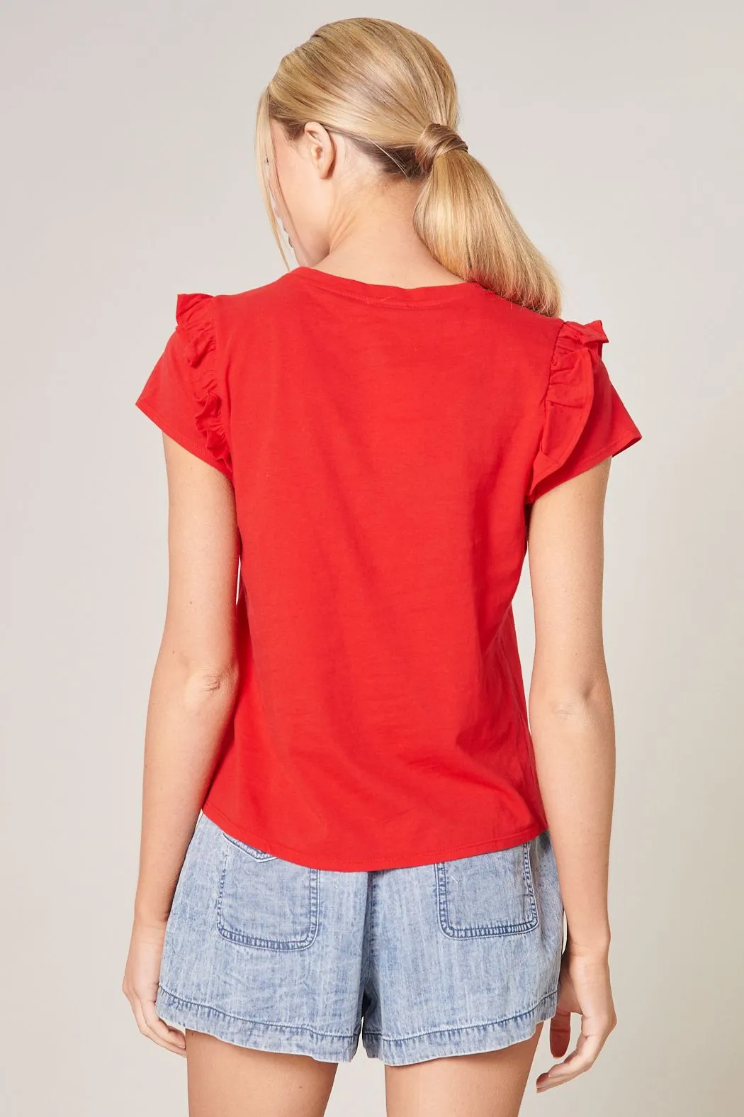 Brooke Ruffle Shoulder Tee (multiple colors)