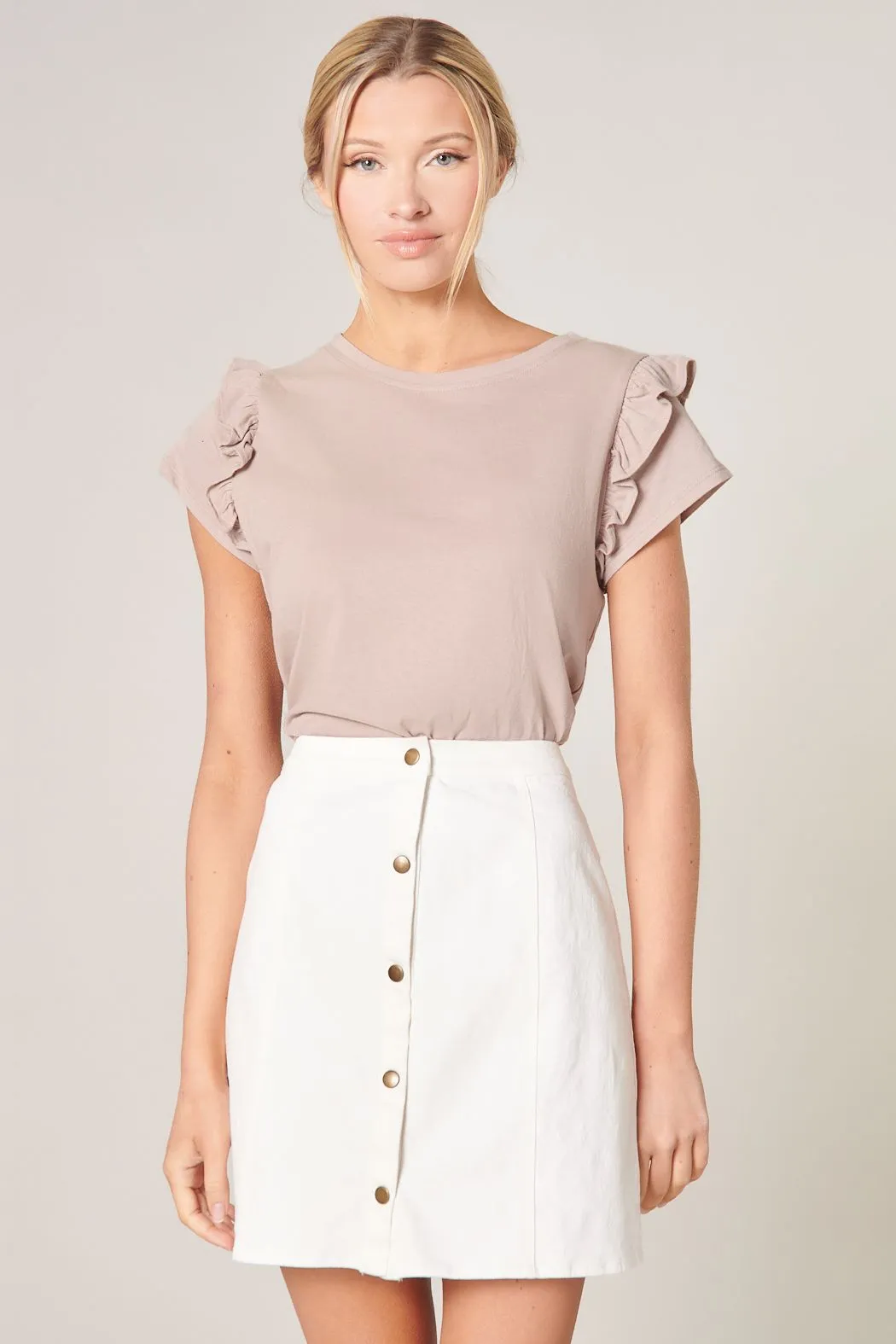 Brooke Ruffle Shoulder Tee (multiple colors)