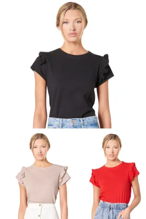 Brooke Ruffle Shoulder Tee (multiple colors)