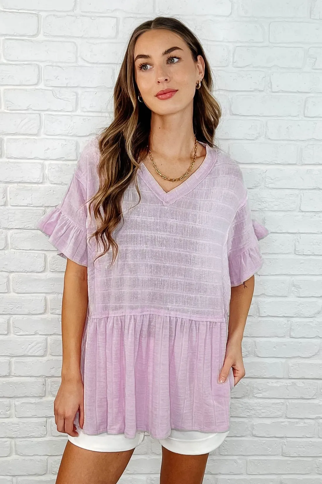 Can't Find the Words Ruffled Tunic Blouse