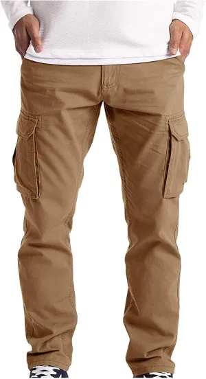 Cargo Pants for Men Big and Tall, Zipper Pockets Running Athletic Workout Pants Tapered Sweatpants for Men Golf Track