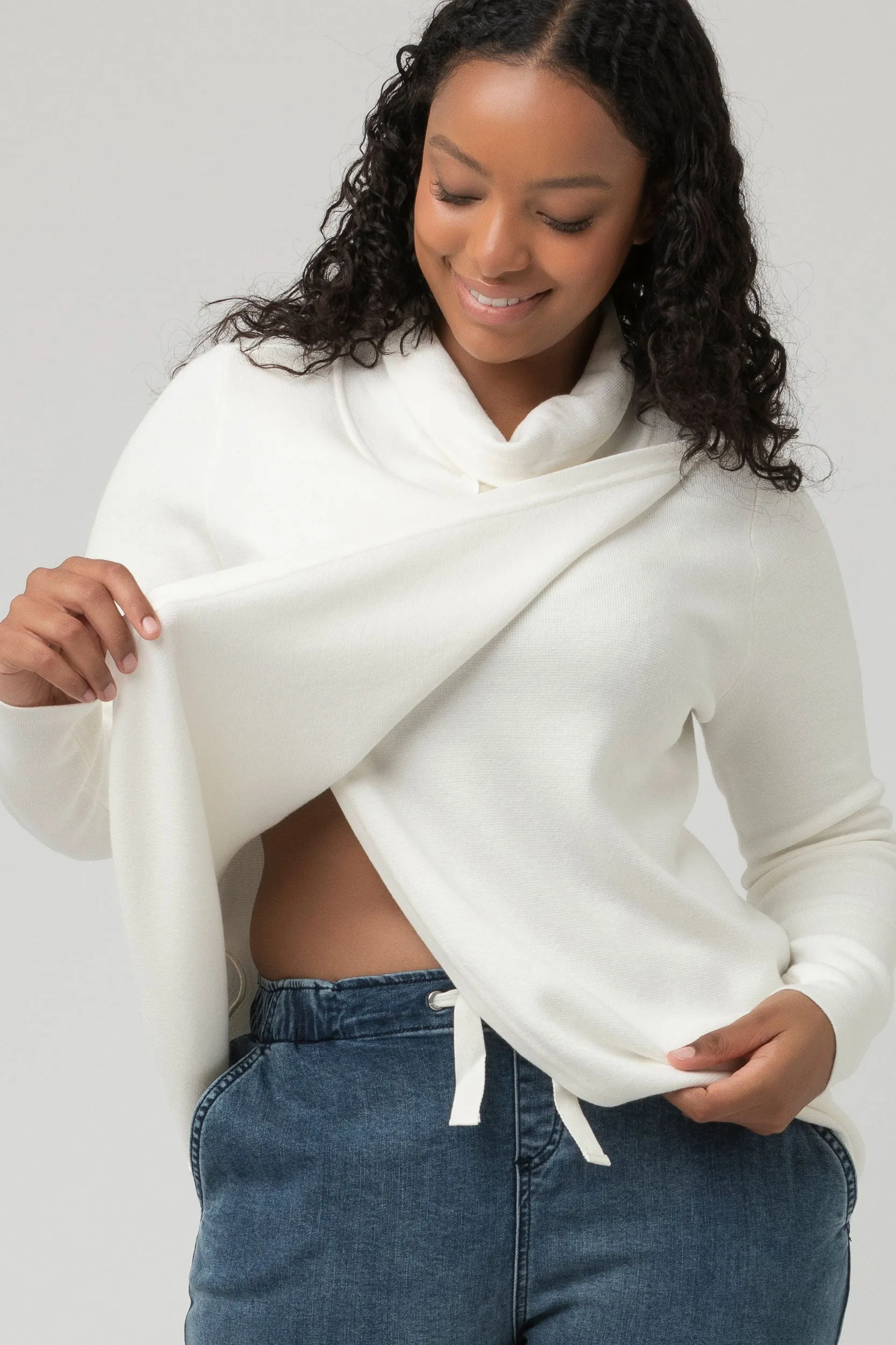Cassie Cross Over Maternity Nursing Knit Olive by Ripe