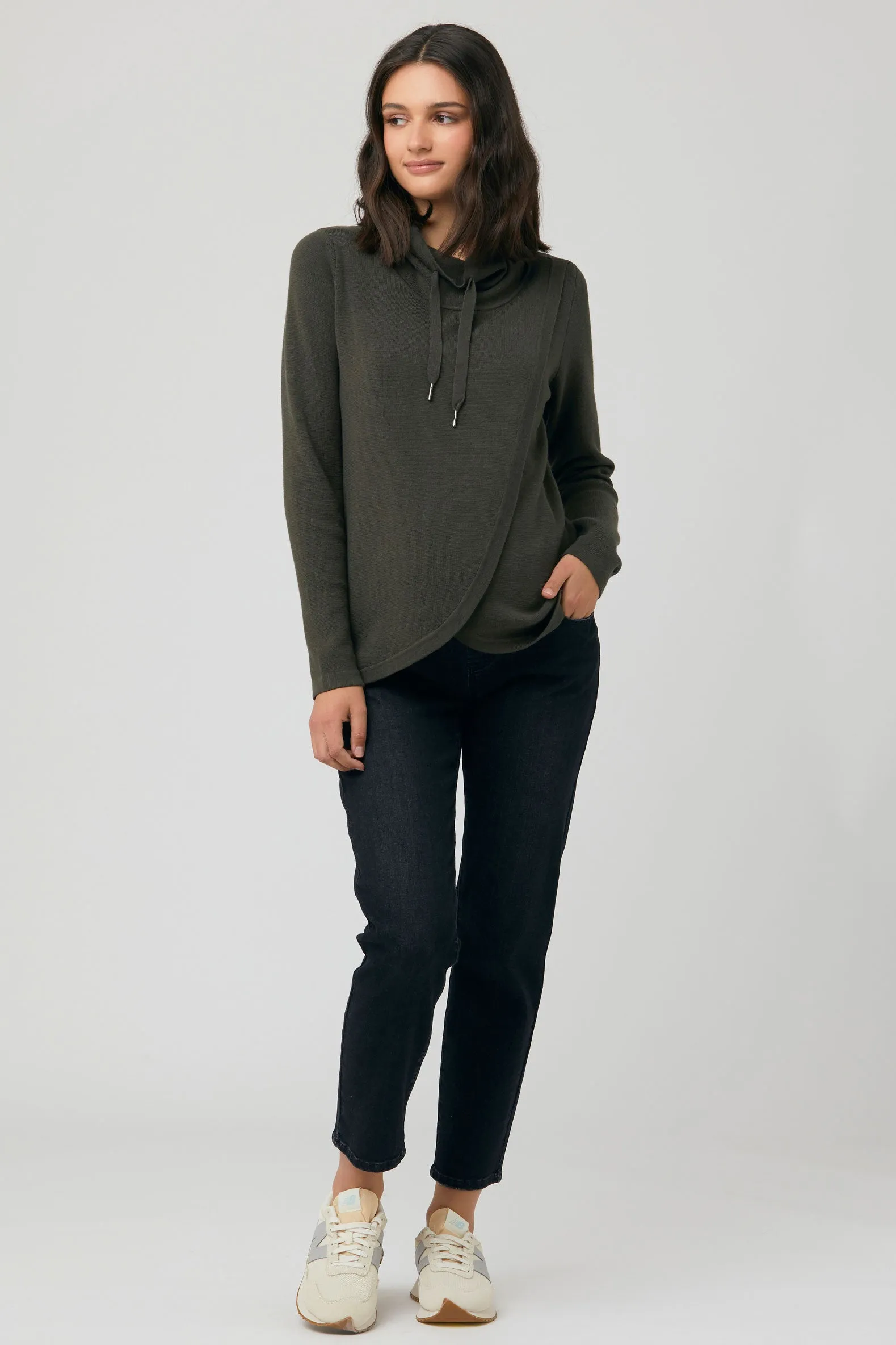 Cassie Cross Over Maternity Nursing Knit Olive by Ripe
