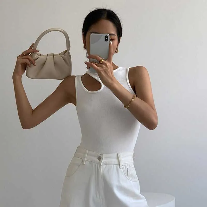 Casual White Cut Out Women T-Shirt
