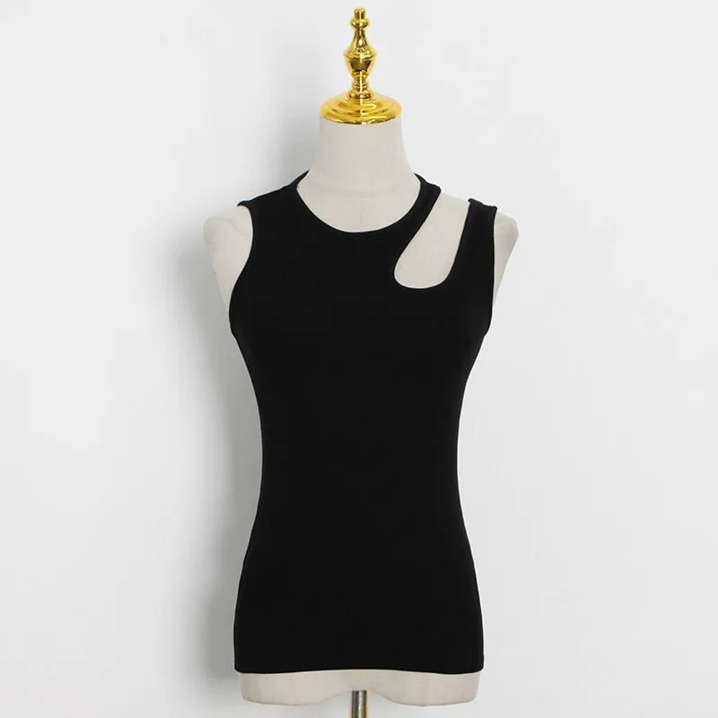 Casual White Cut Out Women T-Shirt