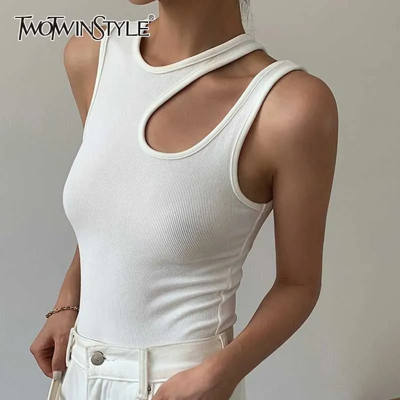 Casual White Cut Out Women T-Shirt
