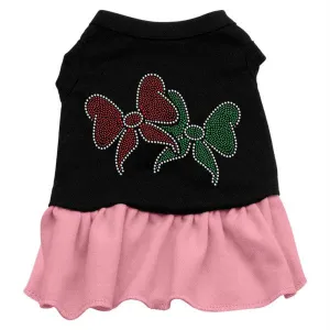 Christmas Bows Rhinestone Dress Black with Pink Lg (14)