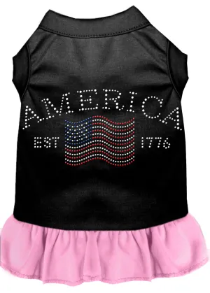 Classic America Rhinestone Dress Black With Light Pink Xxl