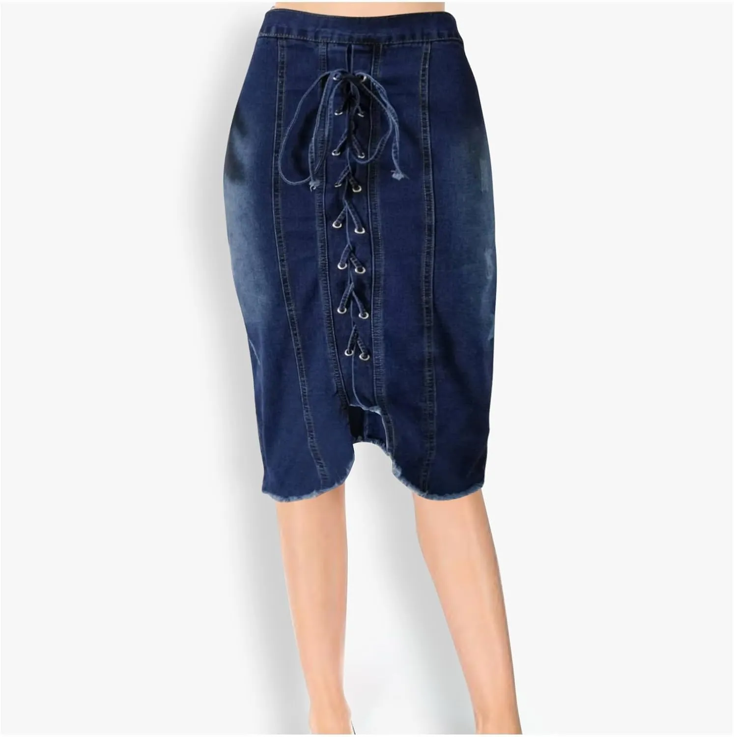 Cowgirl Pencil Skort for Women Linen Denim Midi Knee Length Skorts Women 2025 Fashion