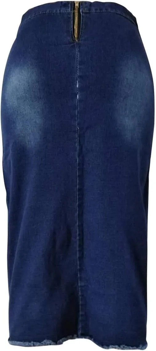 Cowgirl Pencil Skort for Women Linen Denim Midi Knee Length Skorts Women 2025 Fashion