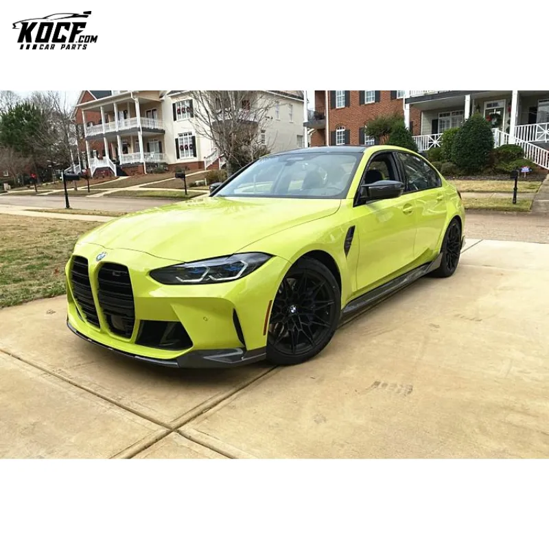 Customization M3 G80 Aero kit V-style Carbon Fiber Front Bumper Lip Spoiler Side Skirts For BMW G80 M3 G82 M4 2021