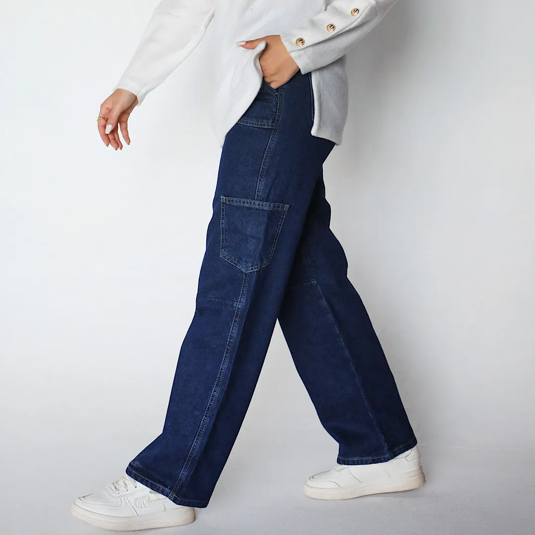 Dark blue denim cargo