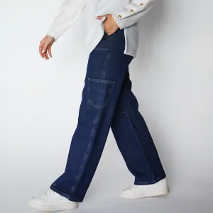 Dark blue denim cargo