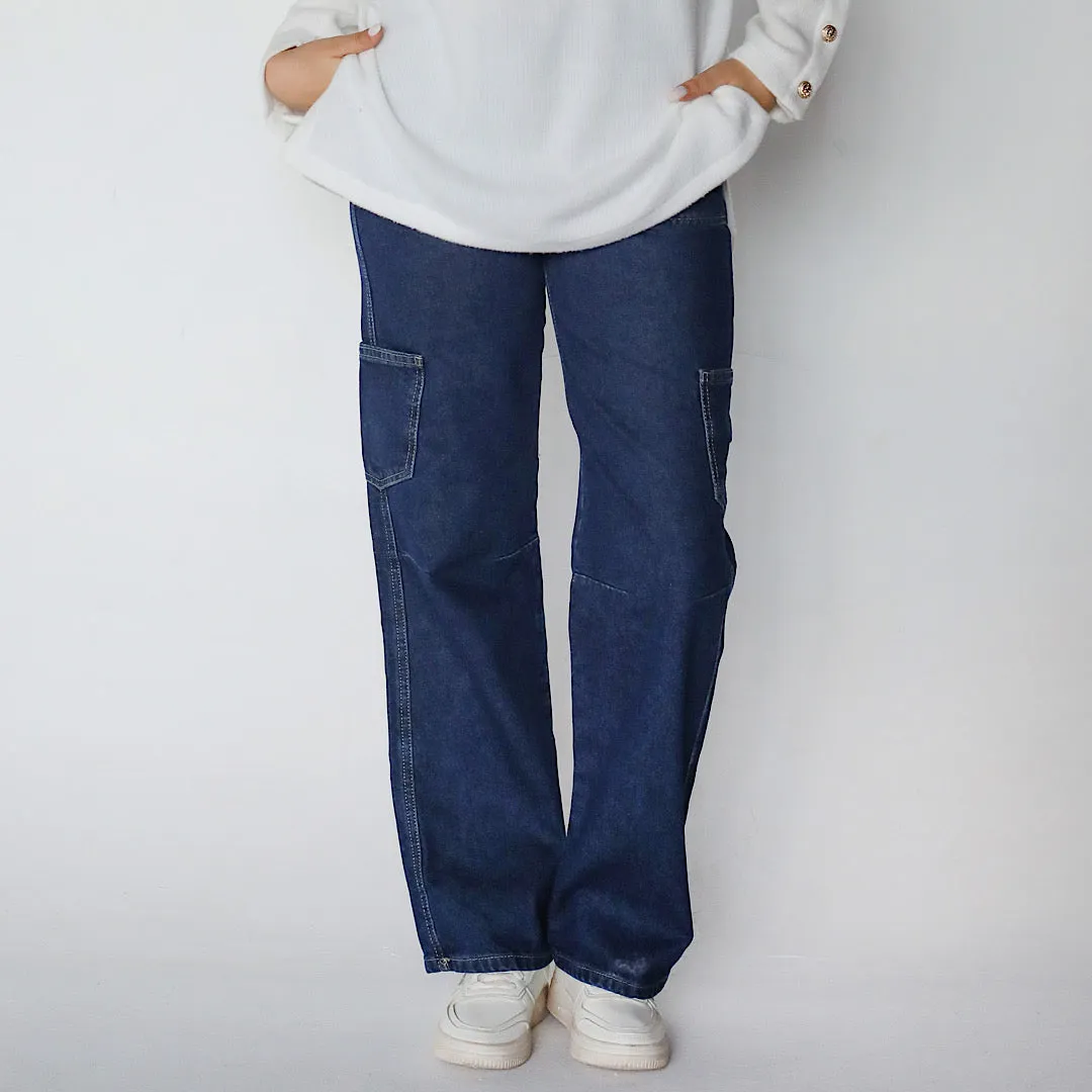 Dark blue denim cargo