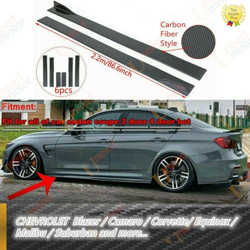 Fit Chevrolet Rocker Panel Lips Side Body Skirt Extensions
