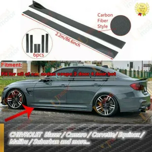Fit Chevrolet Rocker Panel Lips Side Body Skirt Extensions