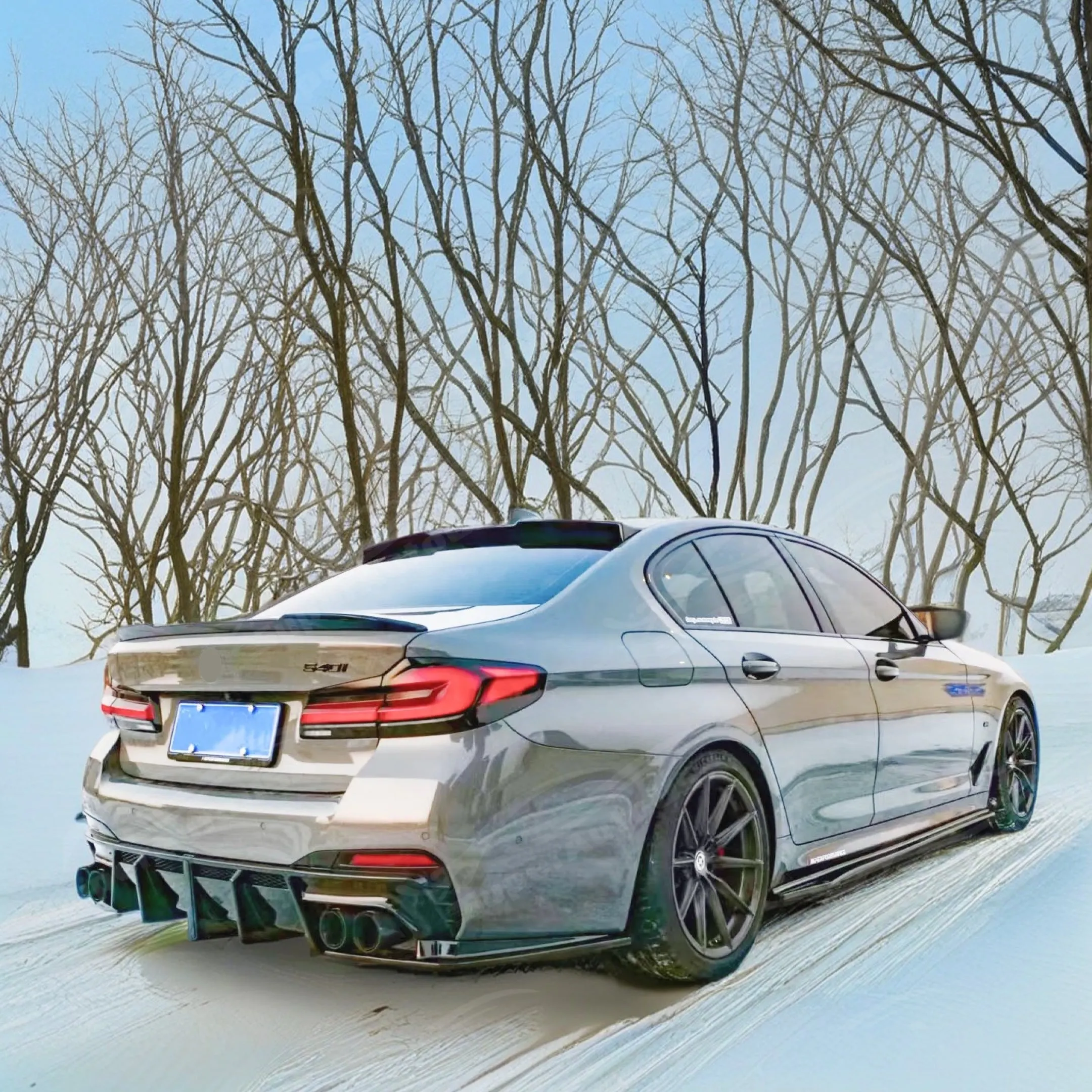 Fits BMW 5 Series G30 2017-2023 Gloss Black Side Body Skirts Splitters Under Spoilers Rocker Panel Bottom Extension Lips