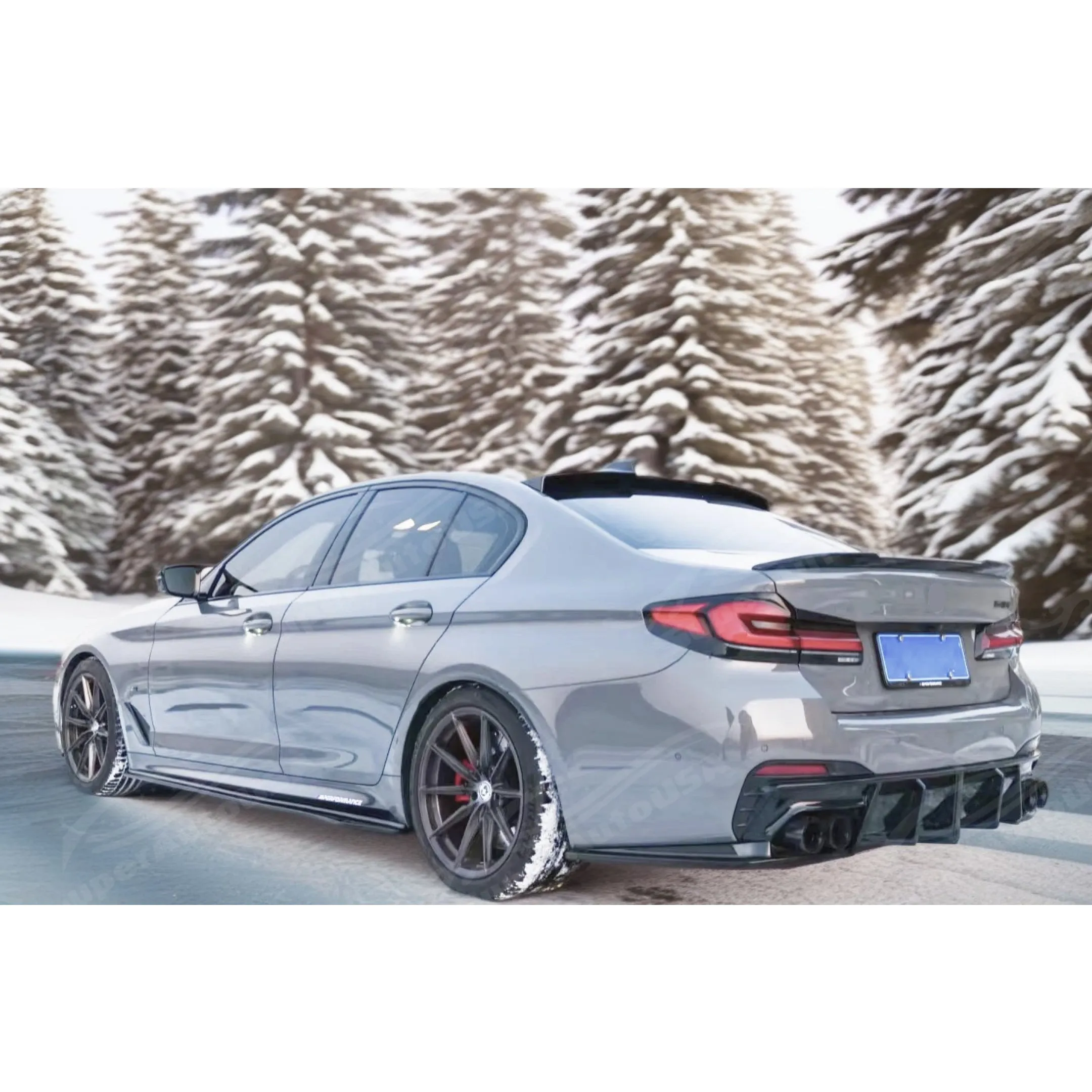 Fits BMW 5 Series G30 2017-2023 Gloss Black Side Body Skirts Splitters Under Spoilers Rocker Panel Bottom Extension Lips