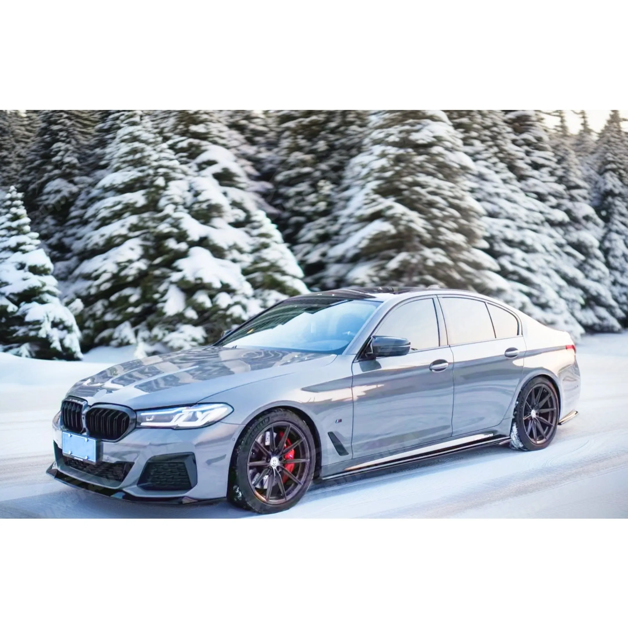 Fits BMW 5 Series G30 2017-2023 Gloss Black Side Body Skirts Splitters Under Spoilers Rocker Panel Bottom Extension Lips