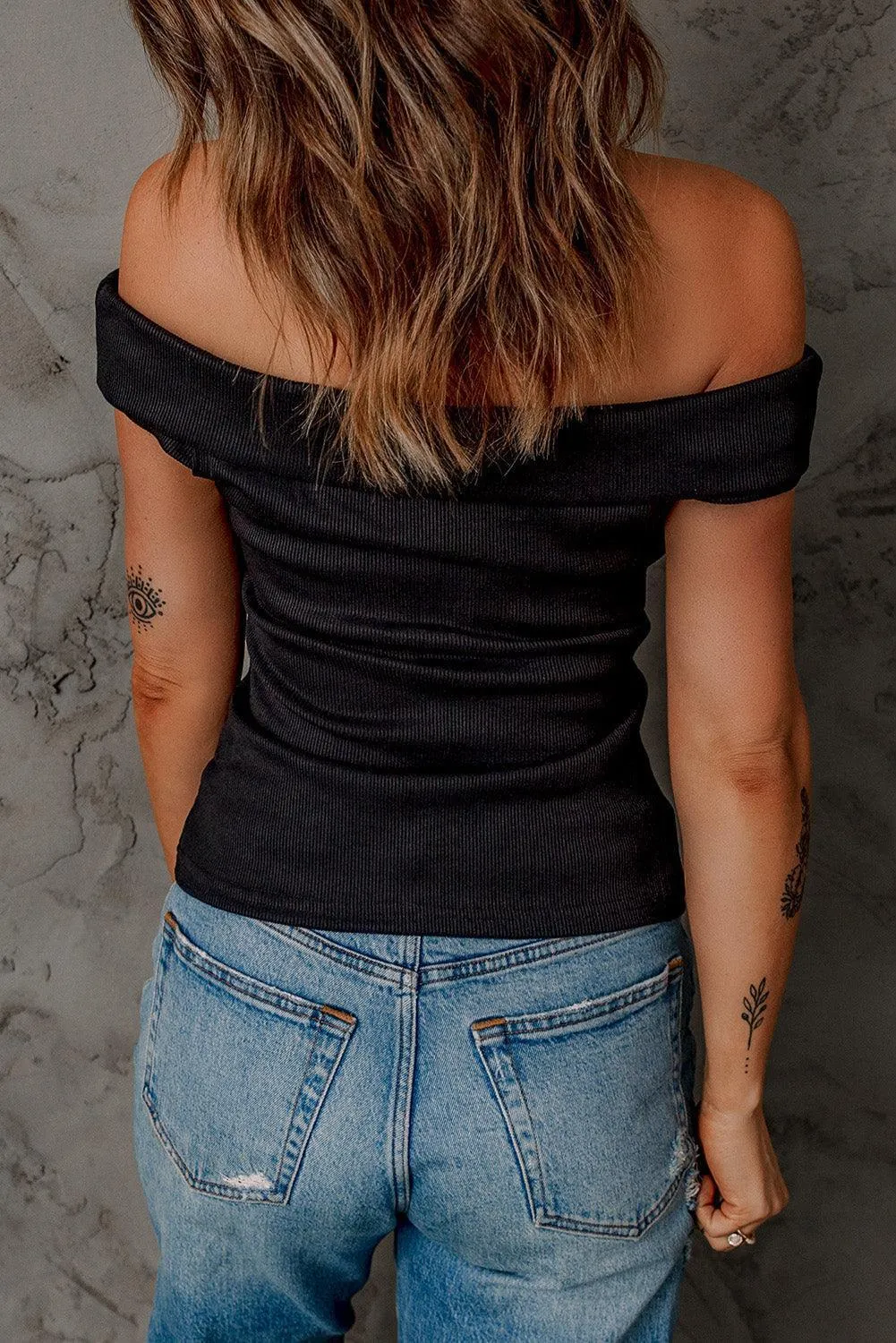 Focus On Yourself Black Off Shoulder Blouse