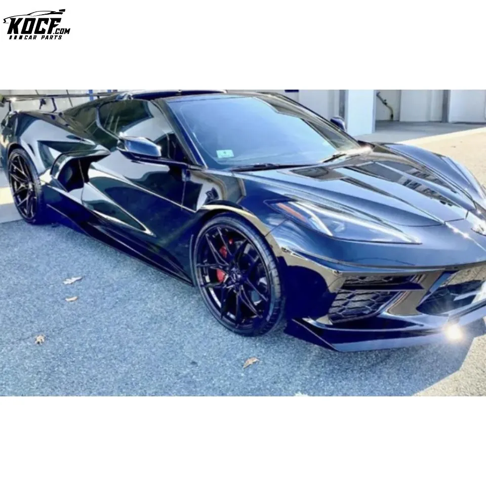 For 2020-22 CORVETTE C8 5VM Style CARBON FIBER SIDE SKIRTS ROCKER PANELS