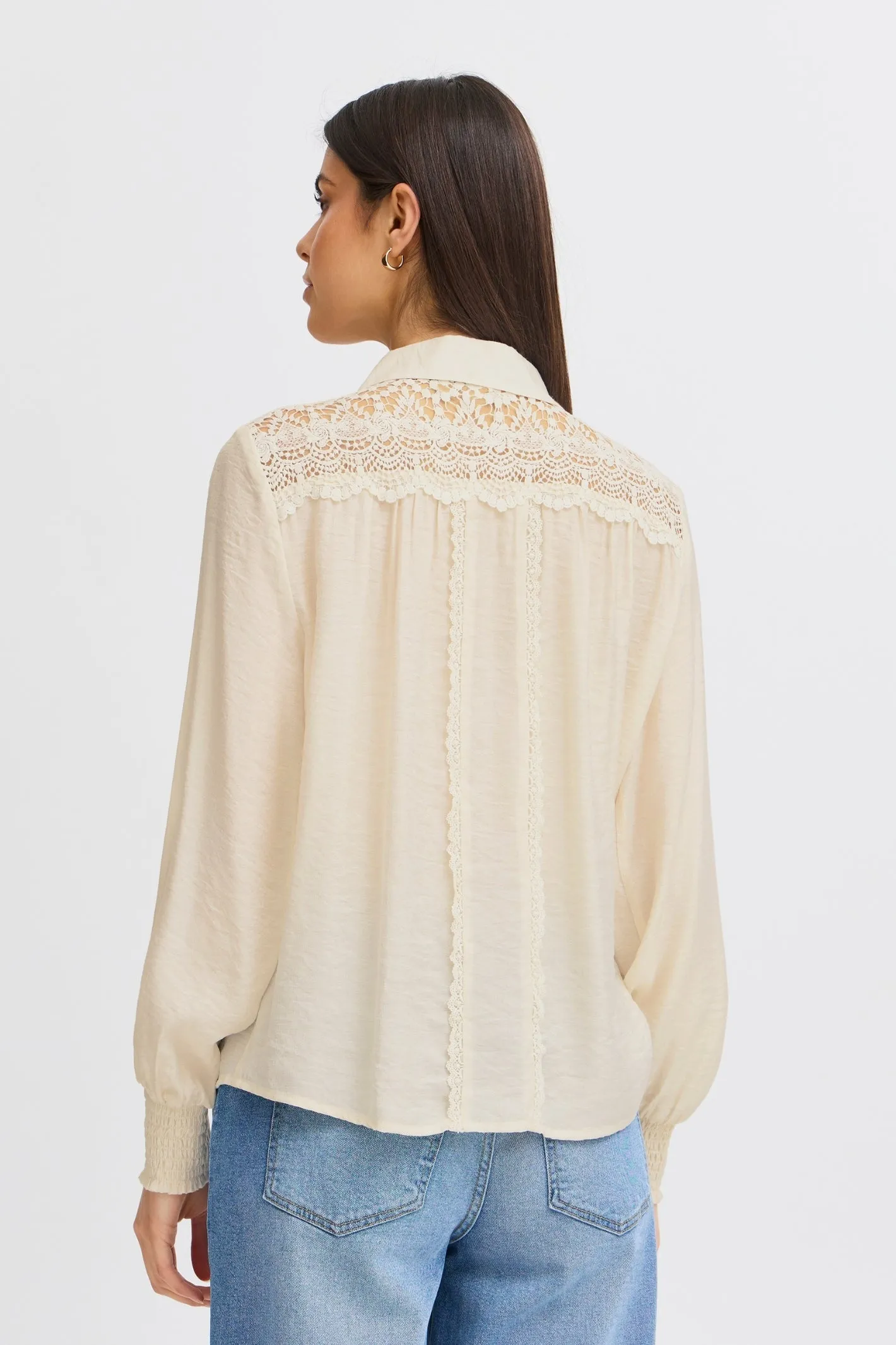 Fransa 20615460 FRBLONDIE SH 2 White Shirt with Lace Detail
