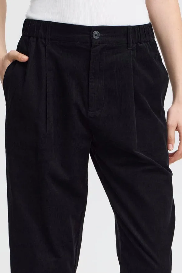 Fransa Loose Leg Fine Cords Black