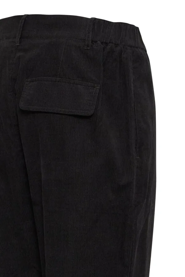 Fransa Loose Leg Fine Cords Black