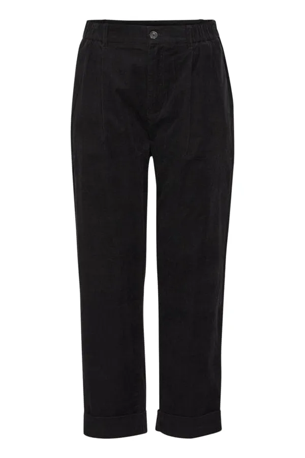 Fransa Loose Leg Fine Cords Black