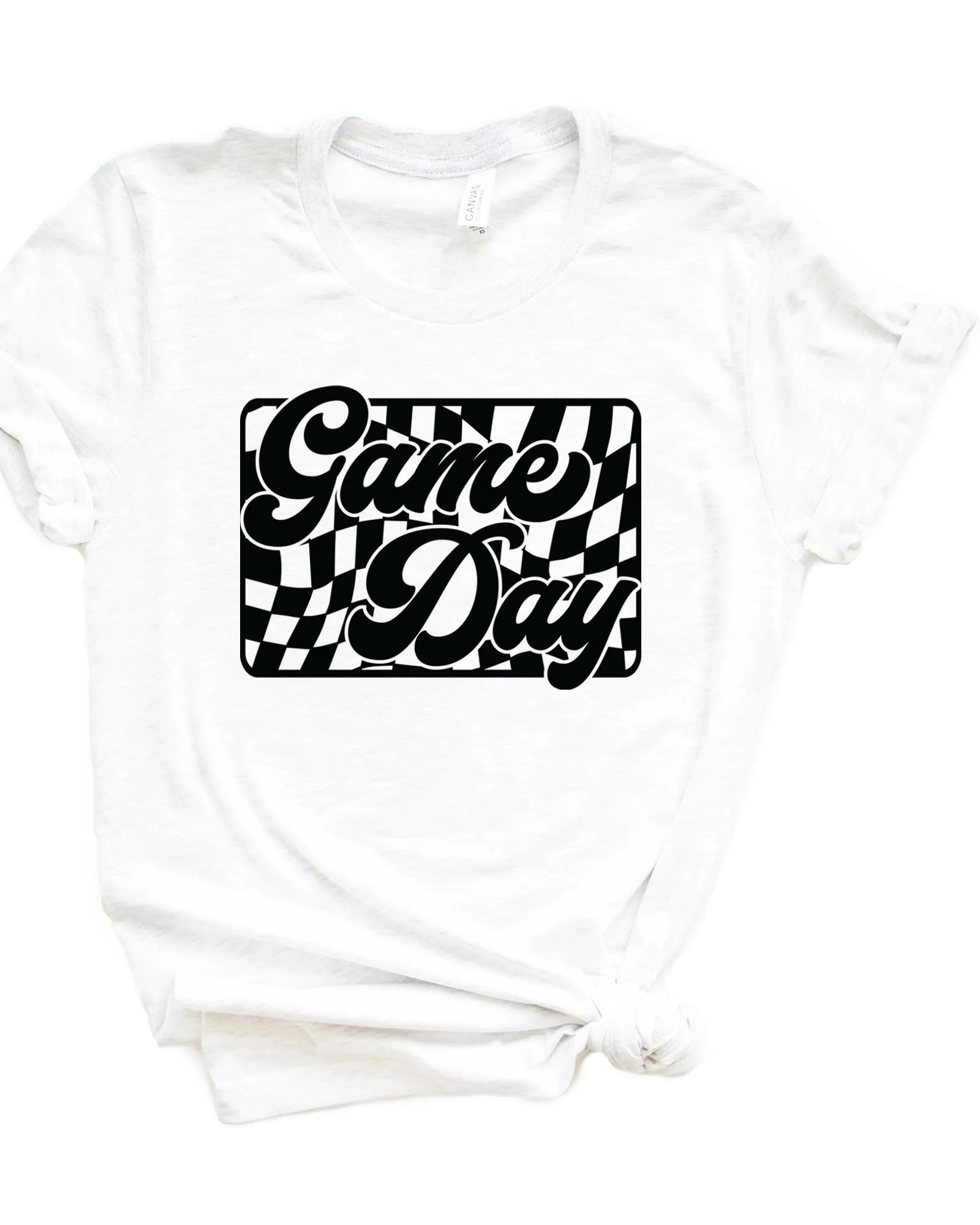 Game Day Checkered Short Sleeve Graphic Tee | White