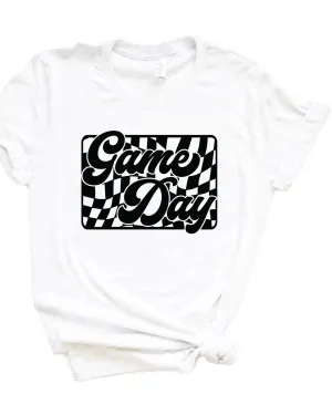 Game Day Checkered Short Sleeve Graphic Tee | White